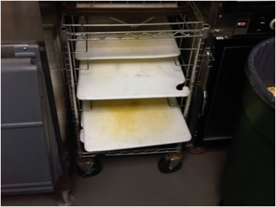 Examples of Violations during NYC Restaurant Health Inspections: Discolored cutting boards