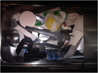 Examples of Violations during NYC Restaurant Health Inspections: Improper storage of utensils